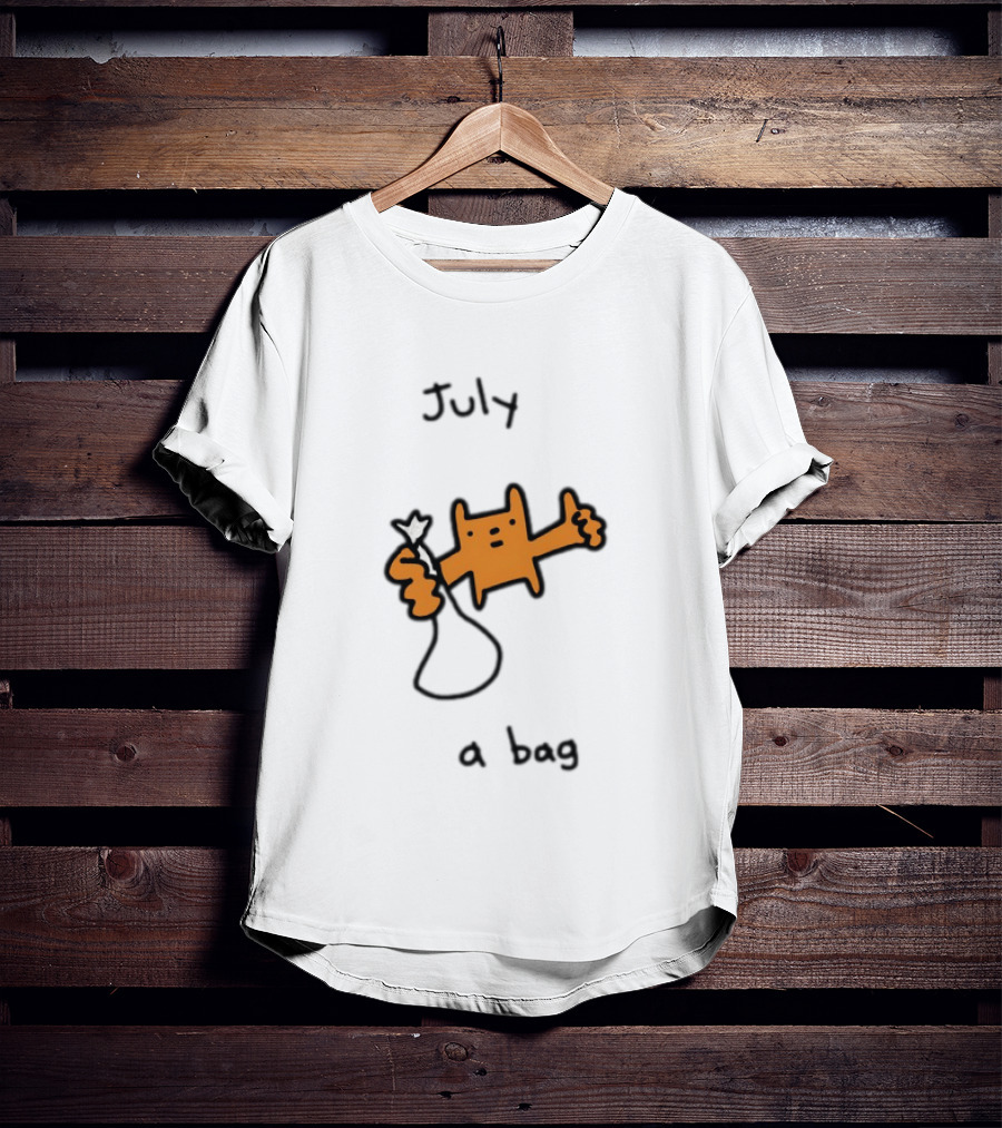 July A Bag Orange Character Doodle With White Knot Balloon T-Shirt