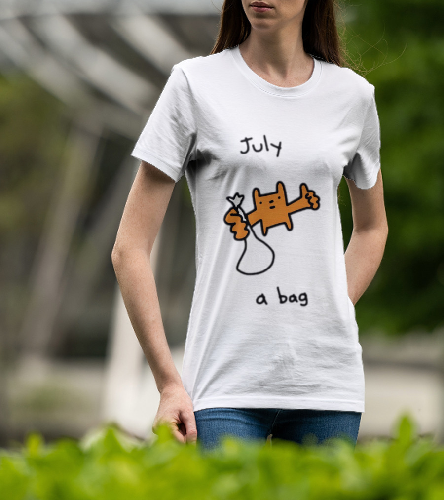 July A Bag Orange Character Doodle With White Knot Balloon T-Shirt