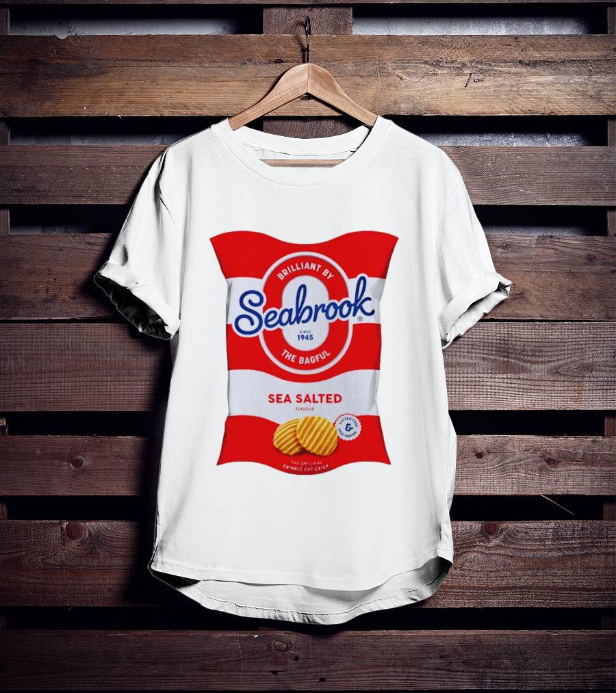 Seabrook Brilliant By The Bagful Sea Salted Flavour Since 1945 Crinkle Cut Crisps Gluten Free Vegetarian T-Shirt