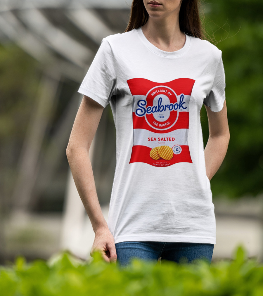 Seabrook Brilliant By The Bagful Sea Salted Flavour Since 1945 Crinkle Cut Crisps Gluten Free Vegetarian T-Shirt