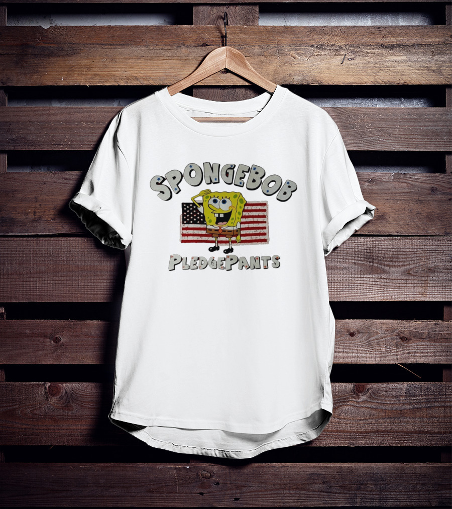 Spongebob Pledgepants American Flag Salute T-Shirt