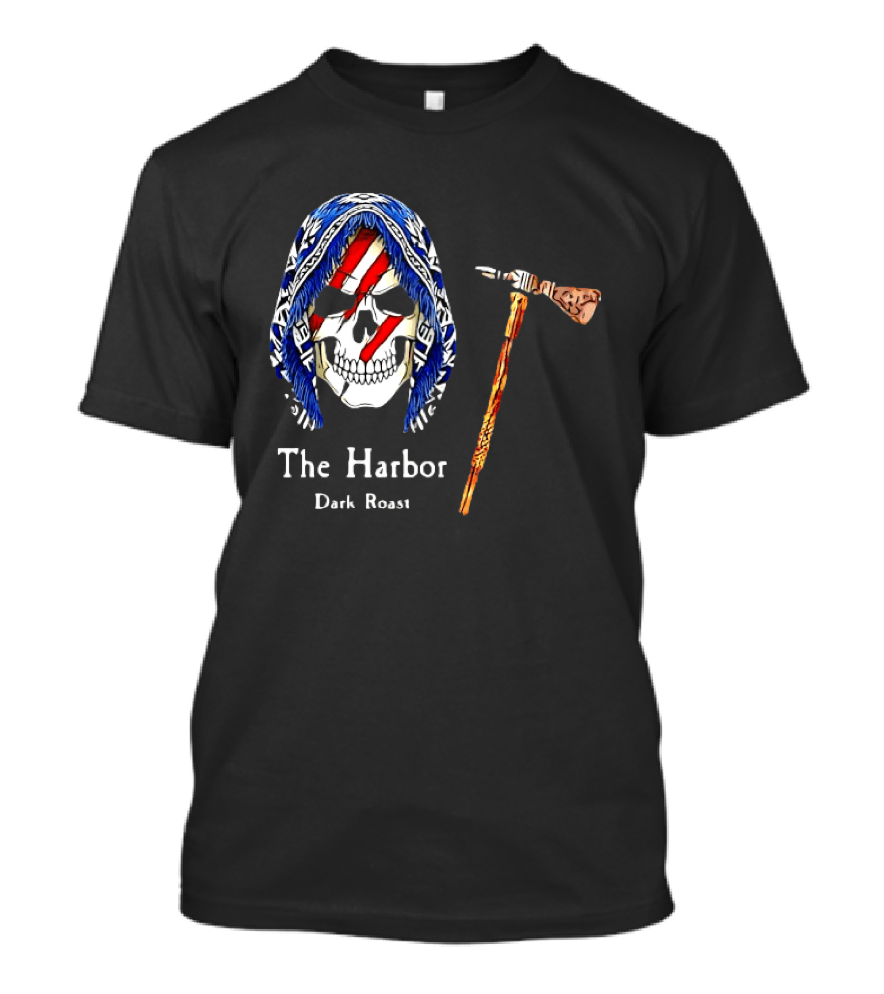 America Skull The Harbor Dark Roast Tomahawk T-Shirt