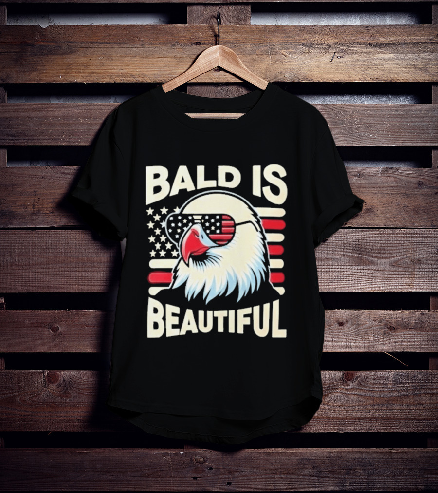 Bald Is Beautiful USA Patriotic Eagle Stars And Stripes T-Shirt