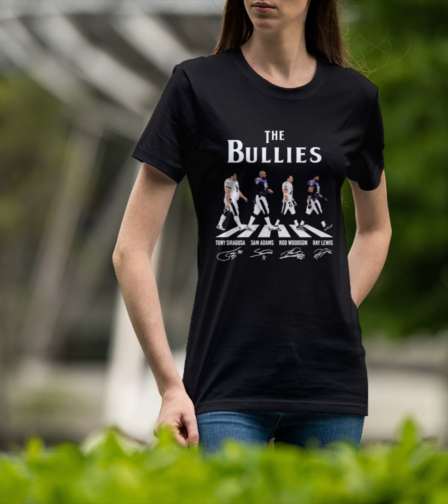 Baltimore Ravens The Bullies Ray Lewis Lamar Jackson Abbey Road Signatures T-Shirt