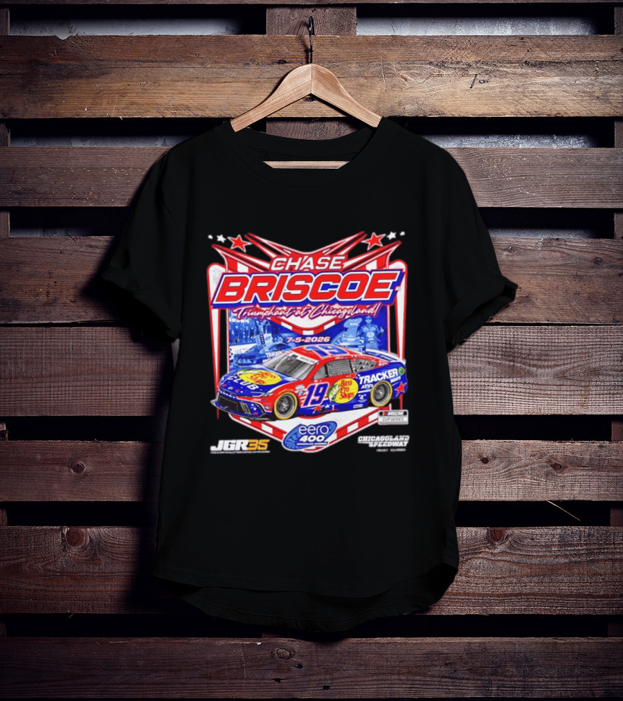 Chase Briscoe Triumph At Chicagoland July 5 2026 Eero 400 Cup Series Race Winner Bass Pro Shops 19 Tracker Boats Chicagoland Speedway T-Shirt
