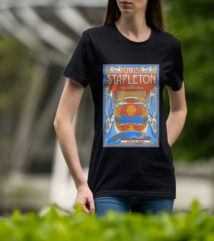 Chris Stapleton Featuring The Honchos Molly Tuttle Shoreline Amphitheatre Mountain View CA July 8 2026 T-Shirt
