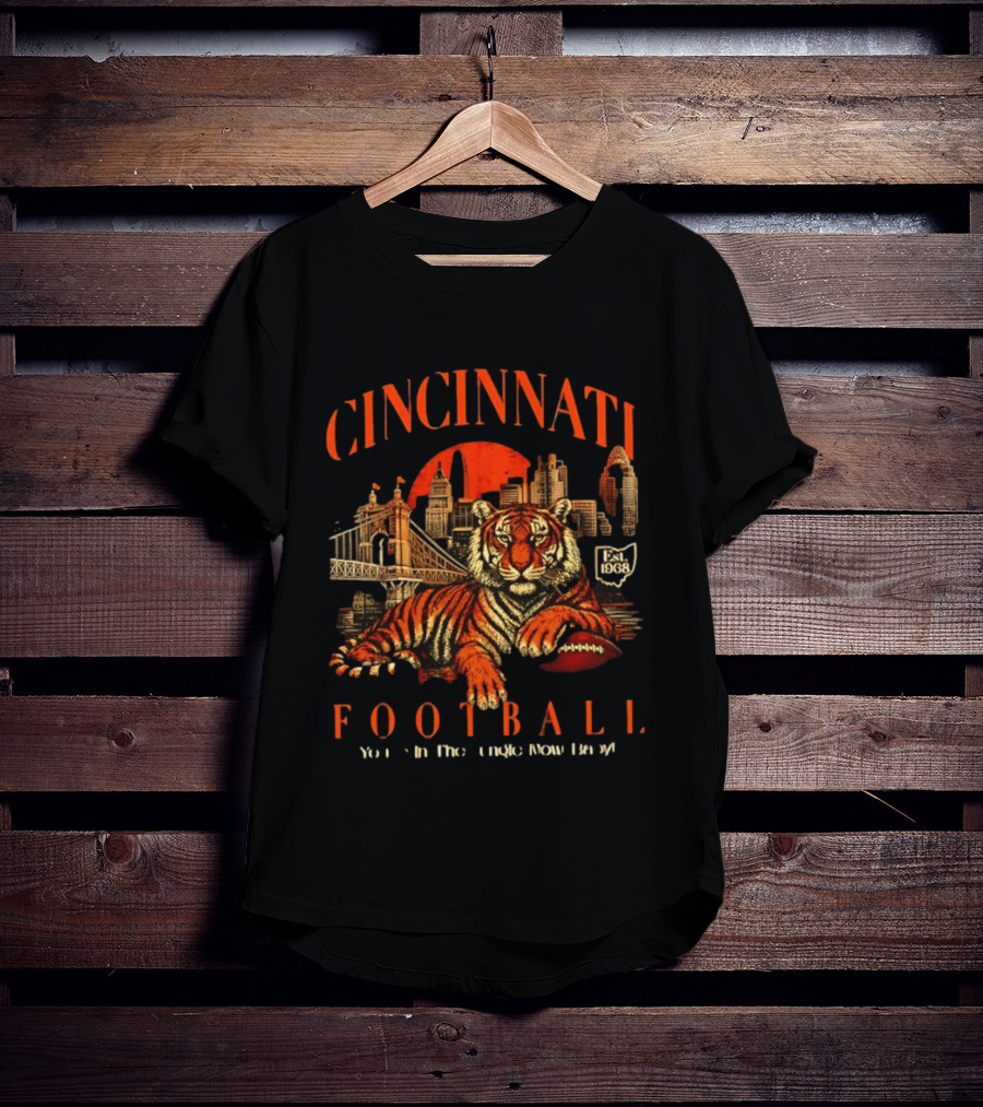 Cincinnati Bengals Football Tiger Jungle Cityscape Est 1968 T-Shirt