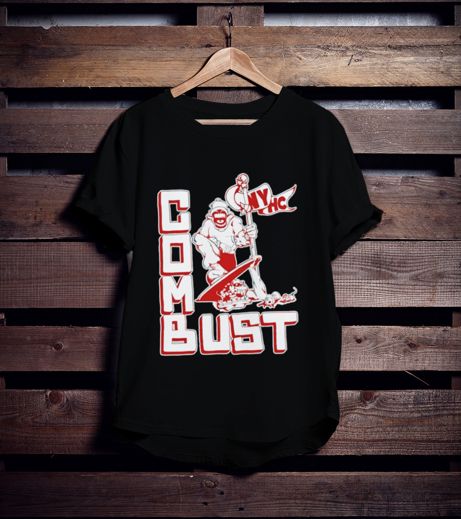 New York Hardcore Combat Bust NYHC Monster Flag T-Shirt