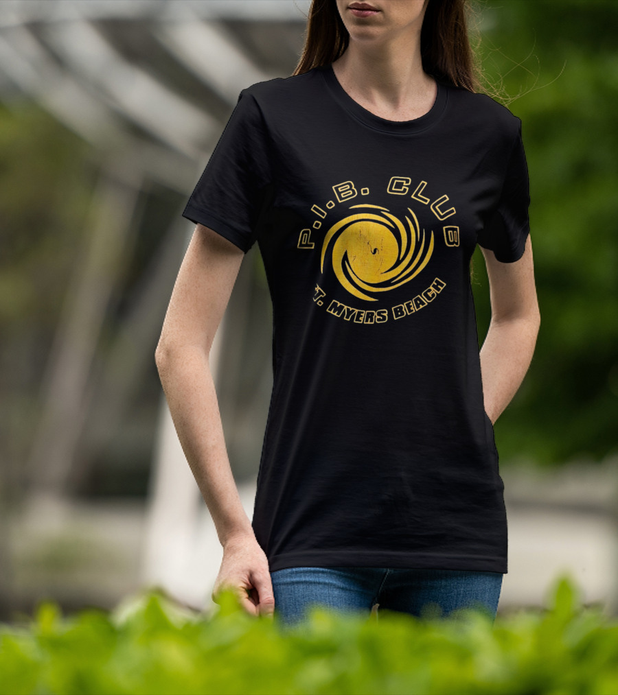 P.I.B. Club Ft Myers Beach Distressed Vintage Style Spiral T-Shirt
