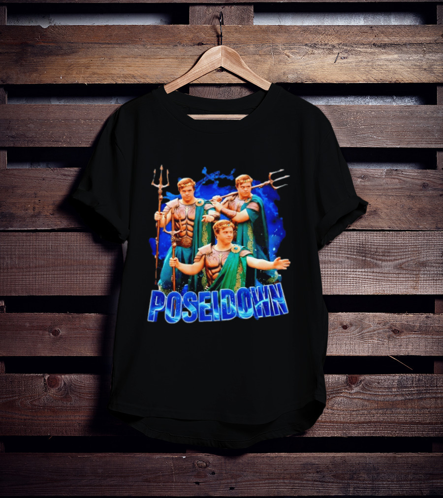 Poseidown Poseidon Down Syndrome Meme Greek God Trident T-Shirt