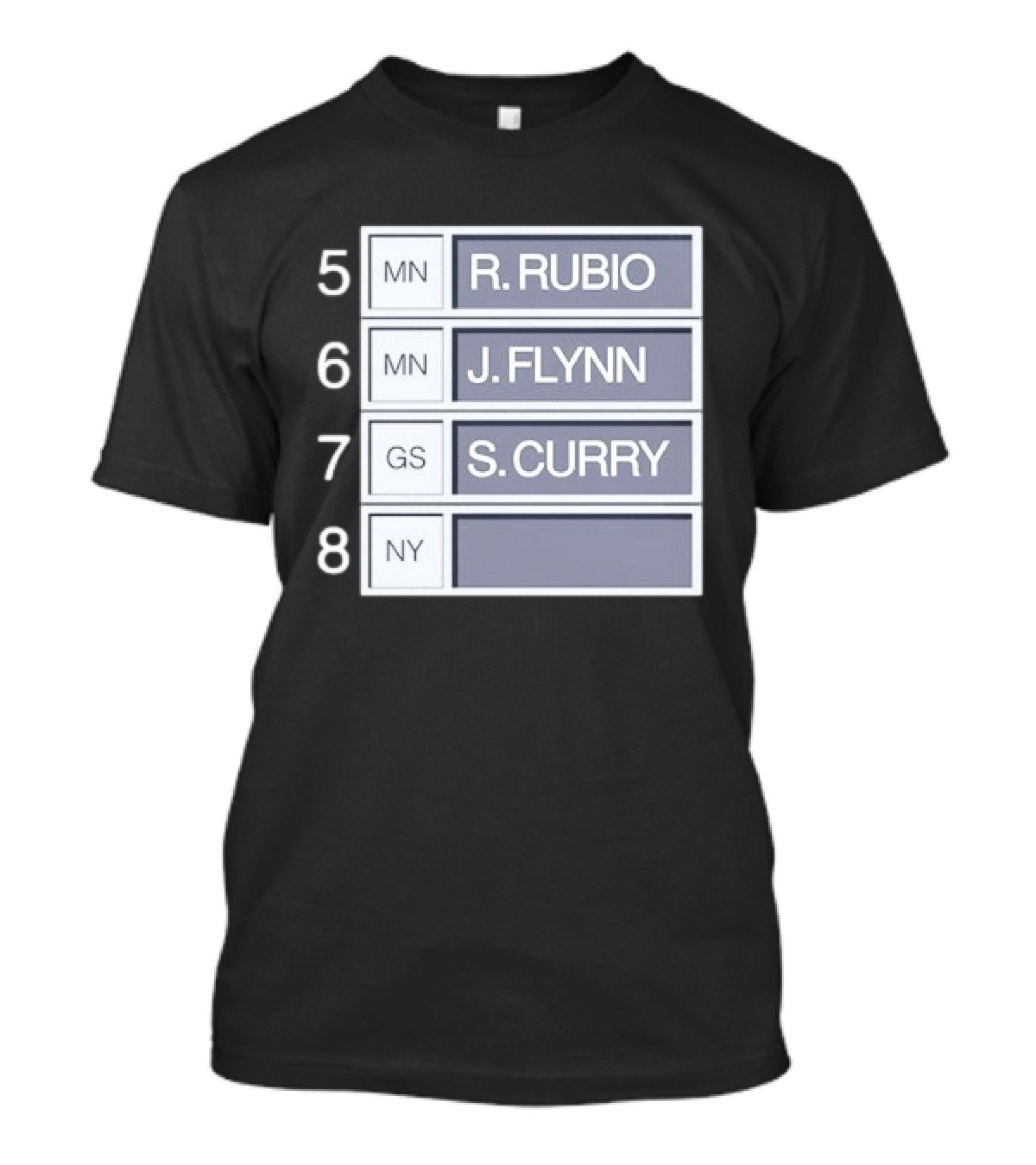 5 R. Rubio 6 J. Flynn 7 S. Curry 2009 NBA Draft Picks List T-Shirt