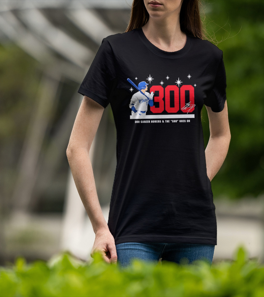 Shohei Ohtani 300 Homers The Sho Goes On Baseball T-Shirt
