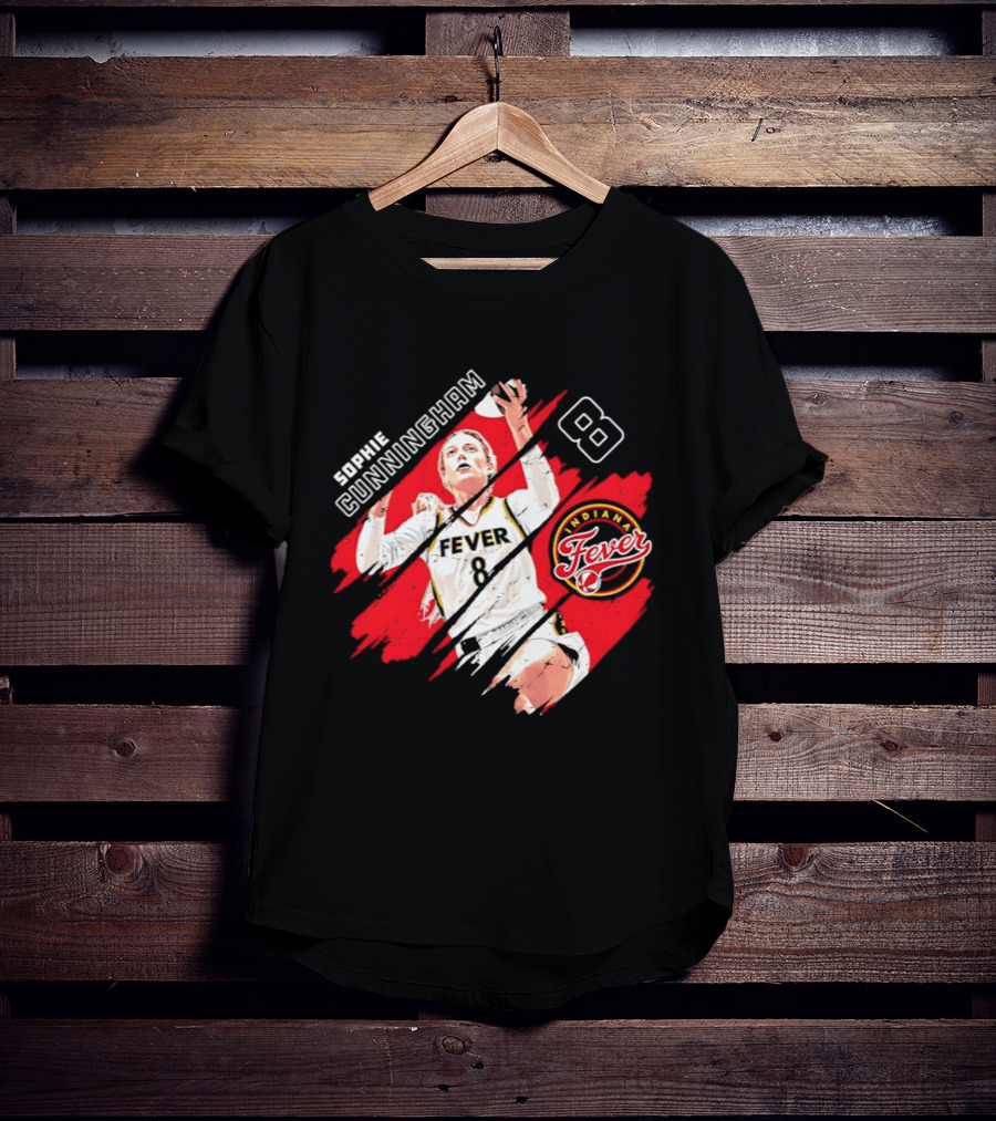 Sophie Cunningham Number 8 Indiana Fever Basketball Team Logo Red T-Shirt