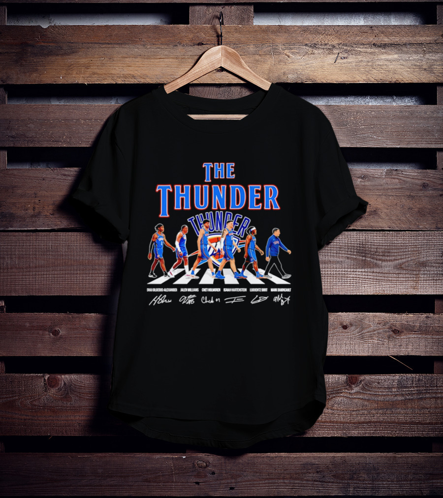 The Thunder Oklahoma City Team Player Signatures Abbey Road T-Shirt