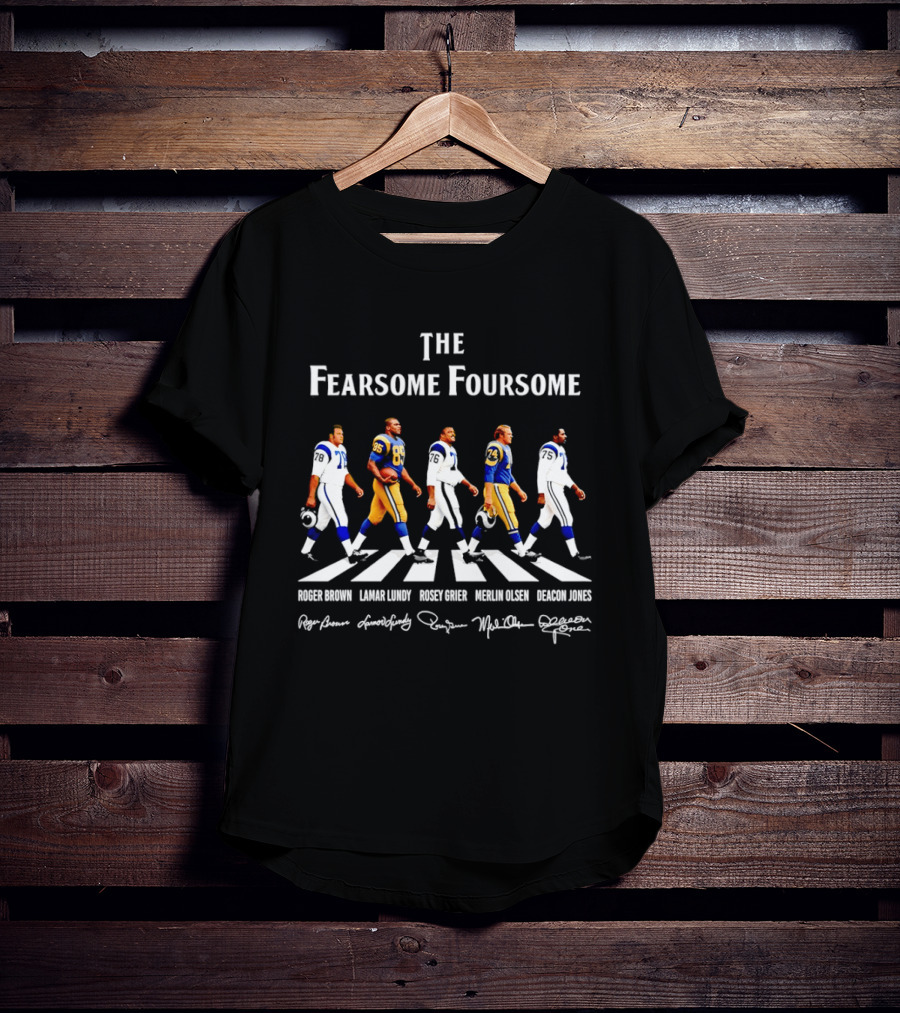 The Fearsome Foursome NFL Legends Roger Brown Lamar Lundy Rosey Grier Merlin Olsen Deacon Jones Abbey Road T-Shirt