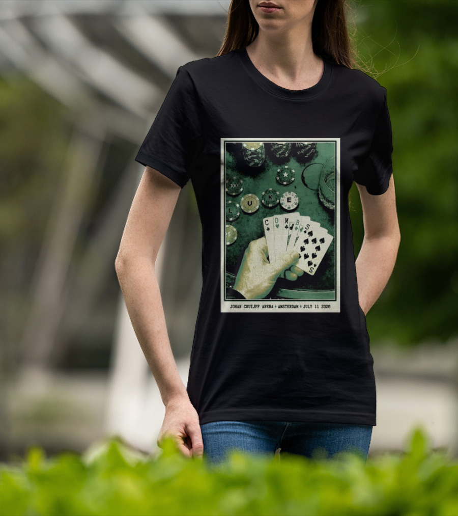 Luke Combs Poker Themed Johan Cruijff Arena Amsterdam July 11 2026 Tour T-Shirt