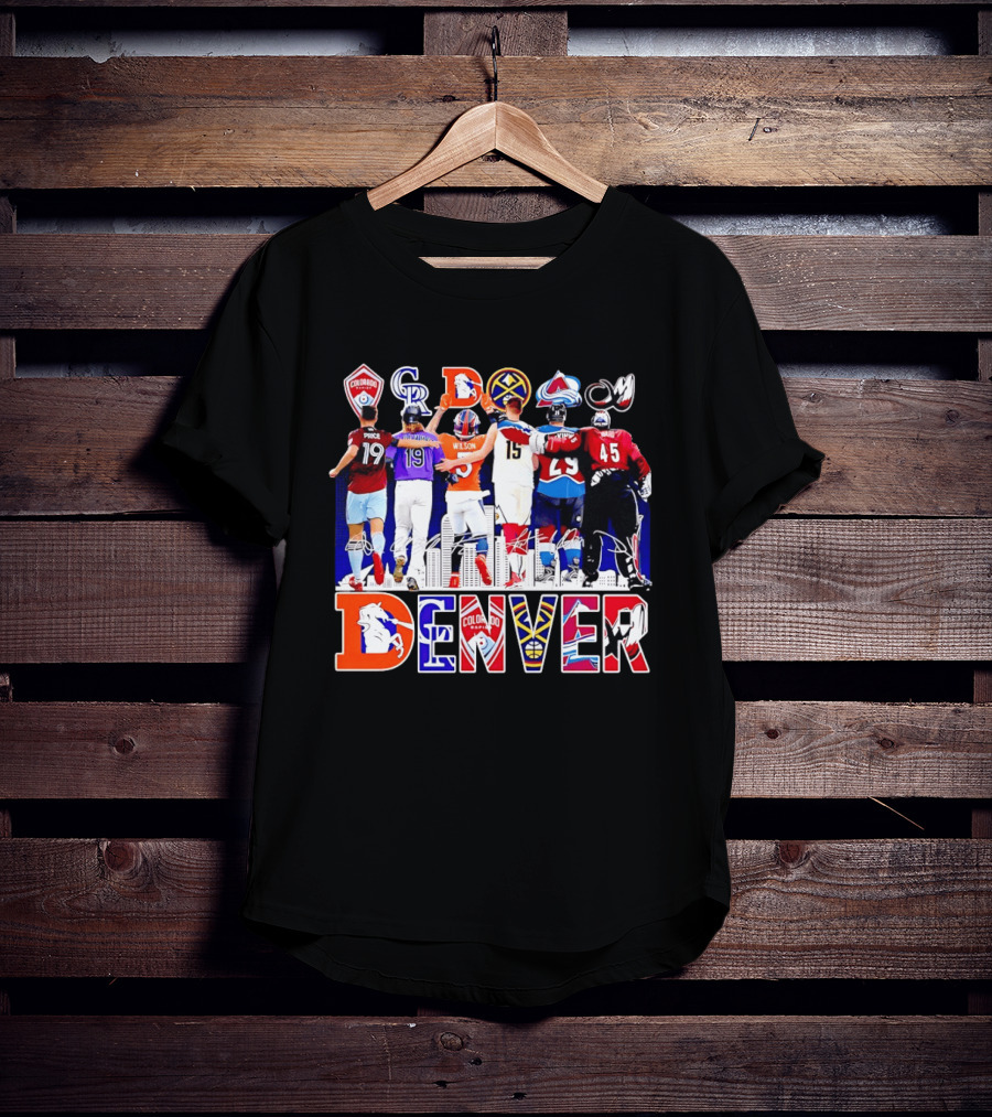 Denver Colorado Sports Collage With Price Wilson Skyline And Team Logos T-Shirt