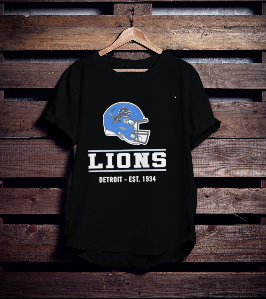 Detroit Lions Helmet Logo Est 1934 Football T-Shirt