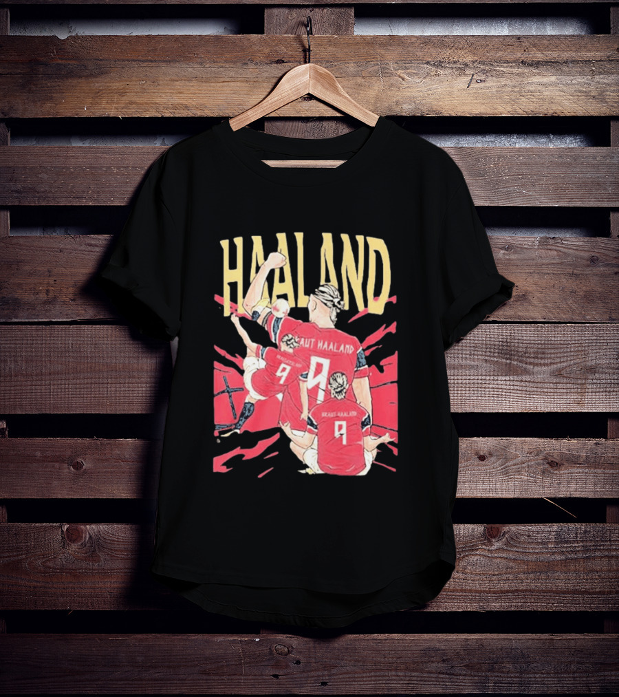 Haaland Cartoon Celebrating Norway Football Number 9 T-Shirt
