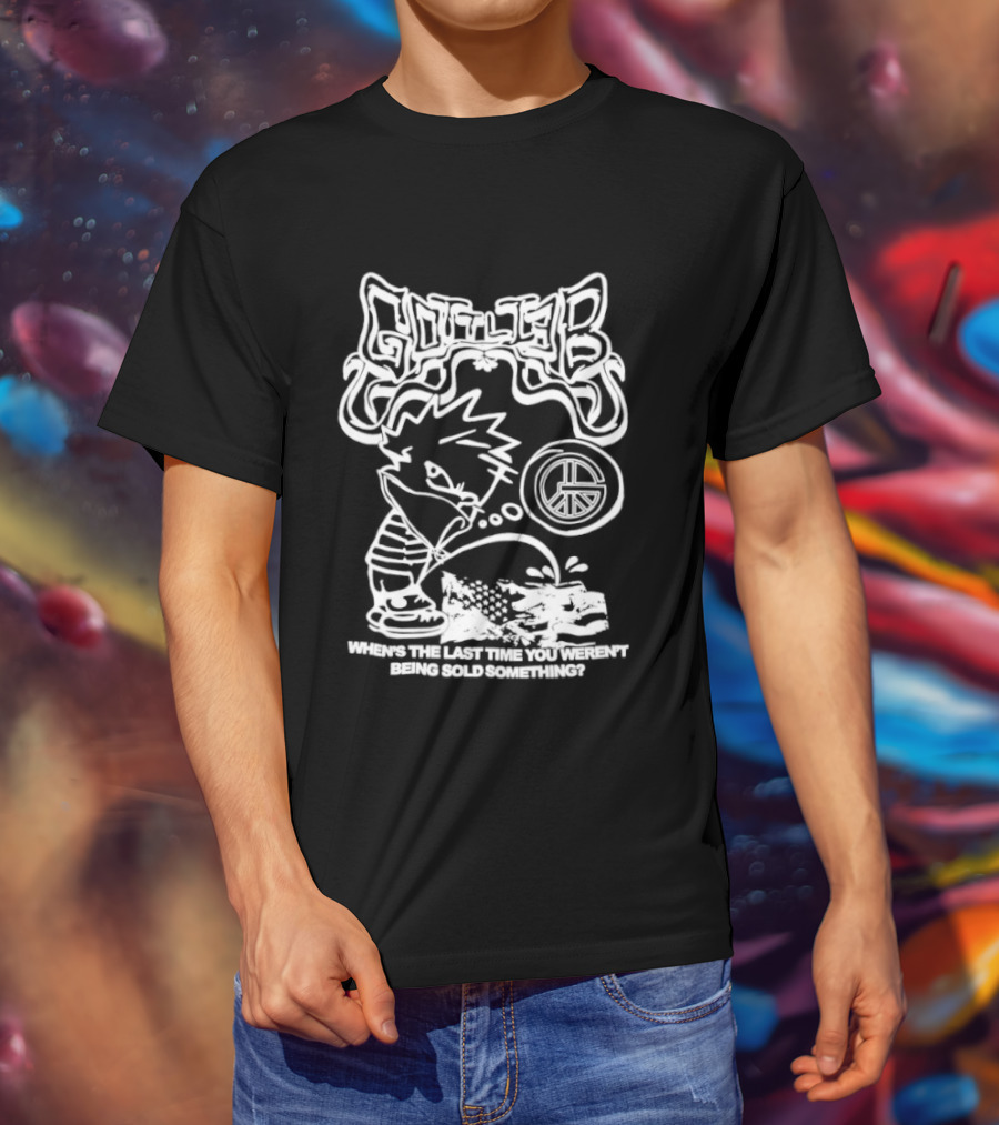 Gottlieb When Is The Last Time You Weren't Being Sold Something Spaceman And Tub Time Childlike Cartoon Sketch T-Shirt