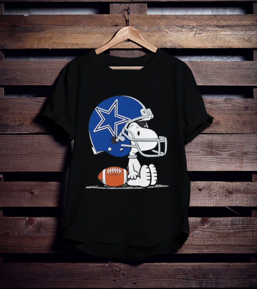Snoopy Dallas Cowboys Football Helmet Collaboration Peanuts NFL Fan T-Shirt