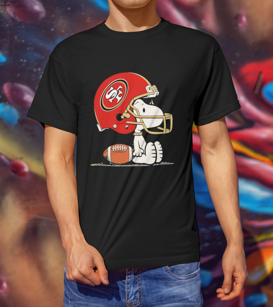 Snoopy San Francisco 49ers Football Helmet Peanuts NFL Collaboration T-Shirt