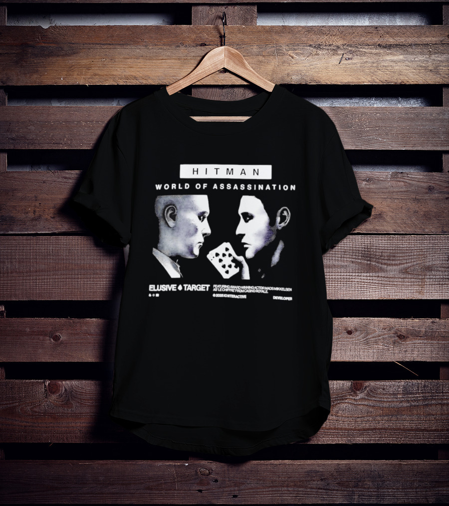 HITMAN World Of Assassination Elusive Target Featuring Mads Mikkelsen As Le Chiffre From Casino Royale © 2023 IO Interactive T-Shirt
