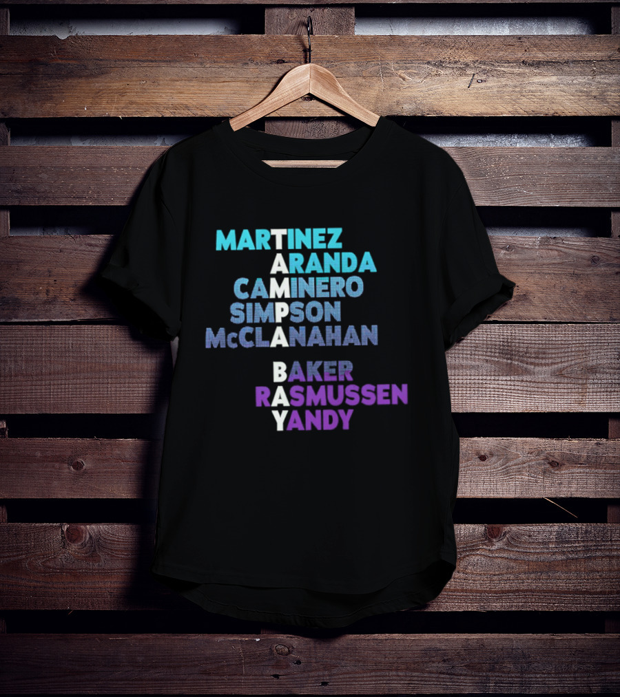 Tampa Bay Baseball 2026 Names Martinez Aranda Caminero Simpson McClanahan Baker Rasmussen Yandy T-Shirt