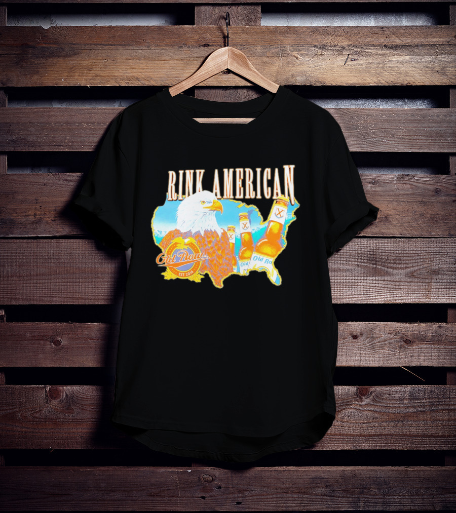 Old Row Drink American Bald Eagle Beer USA Map Rink American T-Shirt