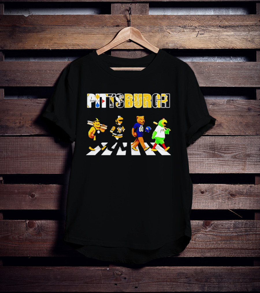 Pittsburgh Steelers Penguins Pitt Panthers Pirates Characters Abbey Road Walk T-Shirt