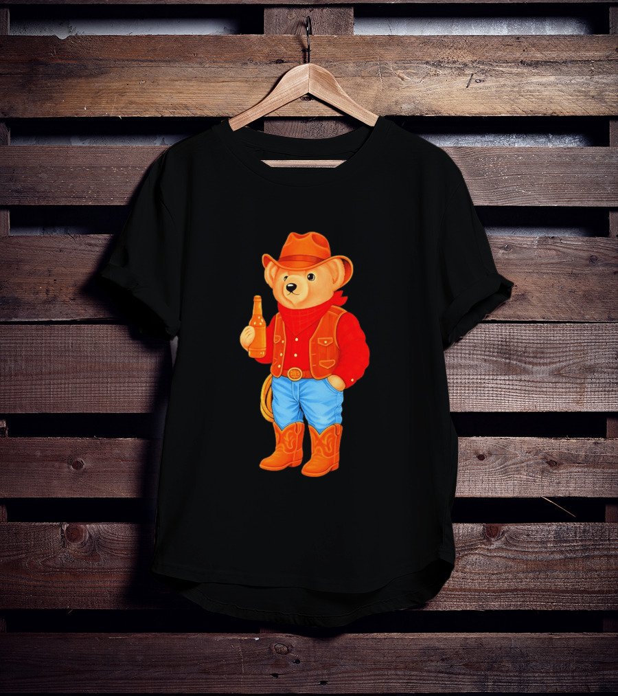 Polo Bear Cowboy Western Boots Hat And Bottle T-Shirt