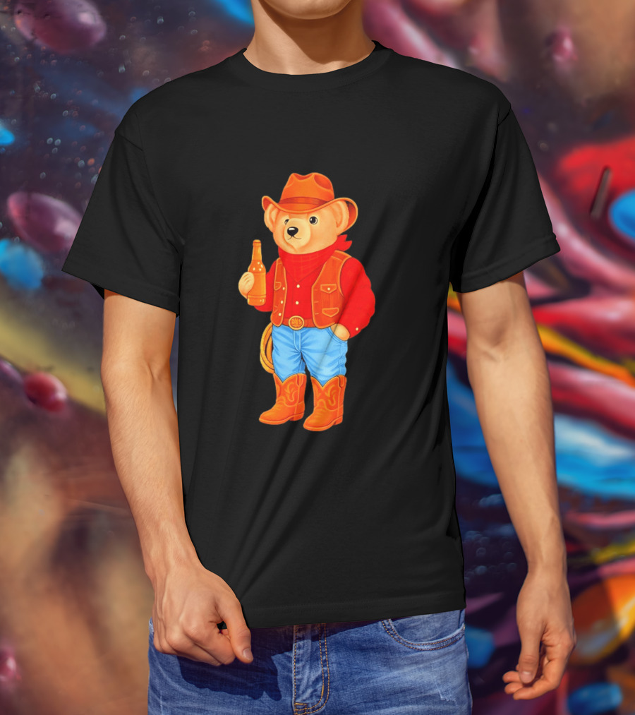 Polo Bear Cowboy Western Boots Hat And Bottle T-Shirt