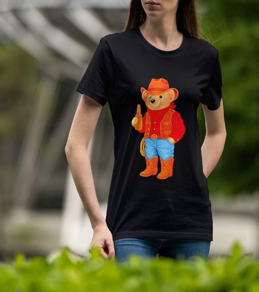 Polo Bear Cowboy Western Boots Hat And Bottle T-Shirt