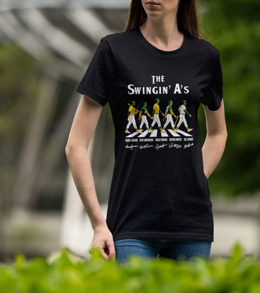 The Swingin' A's Baseball Jackson Campaneris Fingers Hunter Bando Abbey Road Signatures T-Shirt