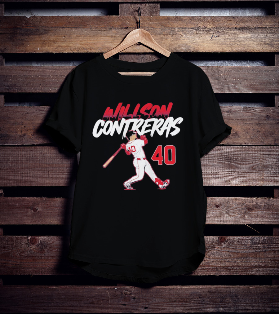 Willson Contreras 40 Boston Red Sox Slugger Swing Baseball Number T-Shirt