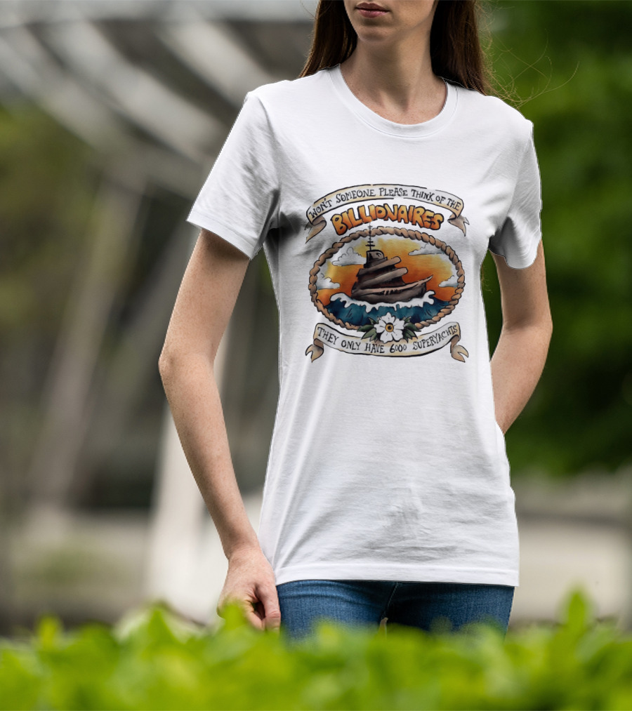 Won't Someone Please Think Of The Billionaires They Only Have 6000 Superyachts Vintage Superyacht Sunset Ocean Waves T-Shirt