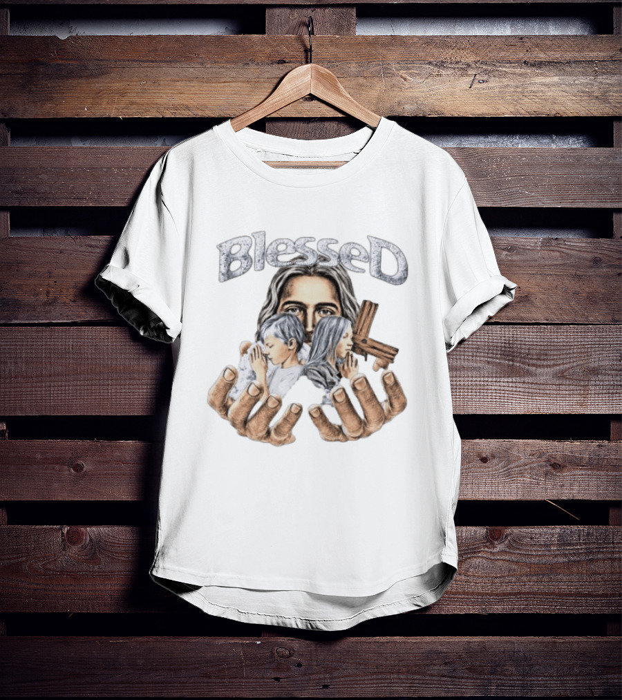 Blessed Jesus With Children And Cross In Hands T-Shirt