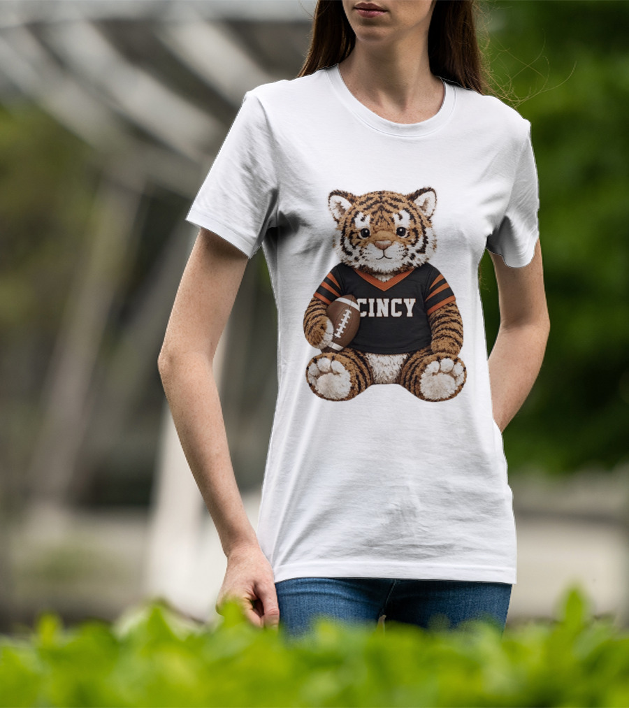 Cincy Bengals Tiger Stuffie With Football T-Shirt
