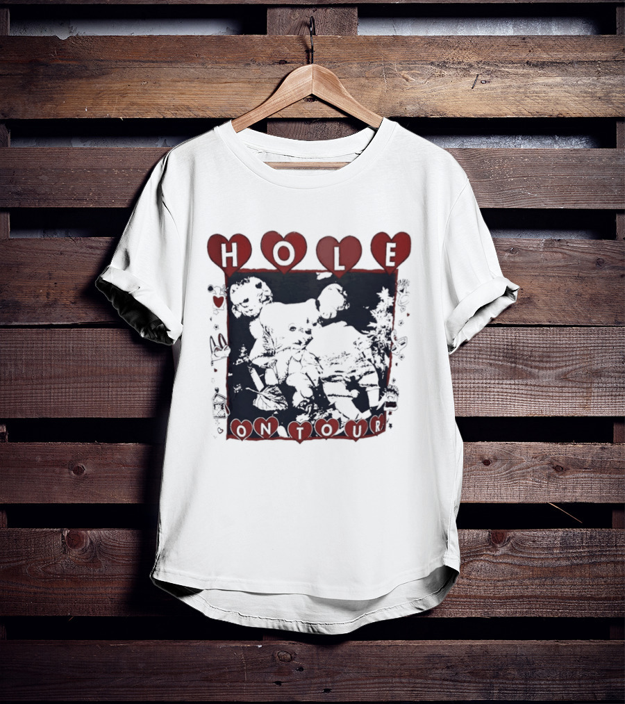 Hole Band Courtney Love On Tour Hearts T-Shirt