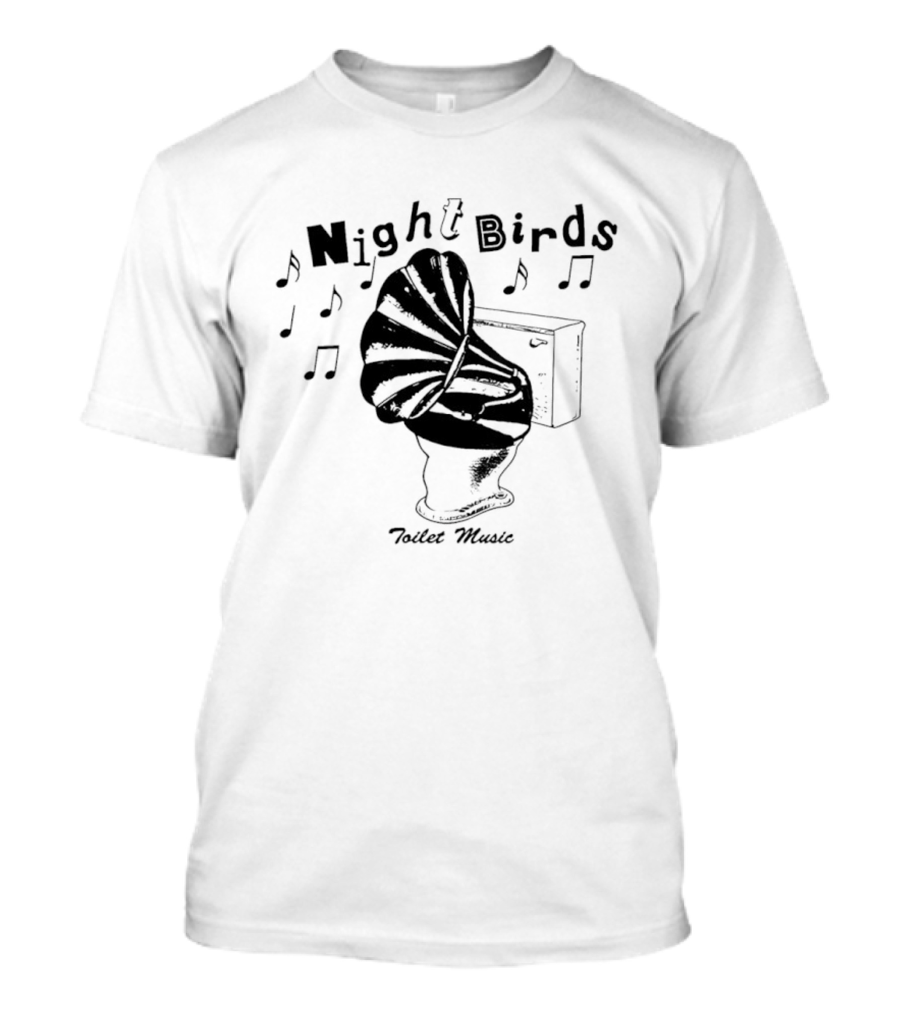 Night Birds Toilet Music Punk Rock Band Musical Notes T-Shirt
