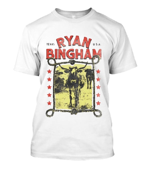 Texas Ryan Bingham Longhorn Cattle U.S.A Stars T-Shirt