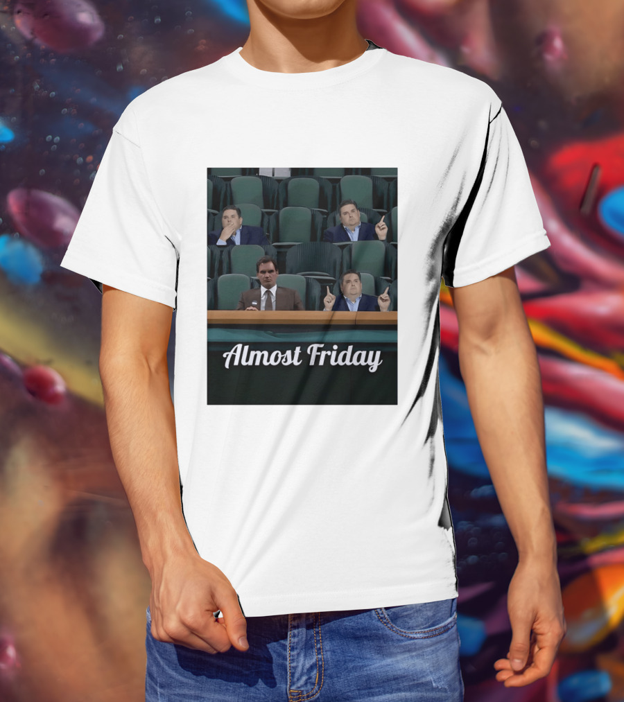 Almost Friday Brian Windhorst Meme Four Men In Stadium Seats T-Shirt