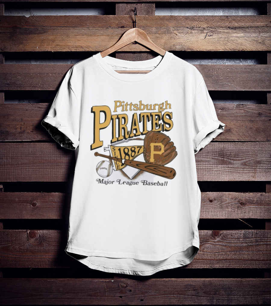 Pittsburgh Pirates Since 1887 Major League Baseball Bat Glove Patch Ball T-Shirt