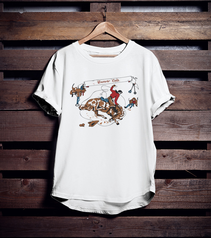Denver Colo Rodeo Cowboy Riding Bucking Bull Western T-Shirt