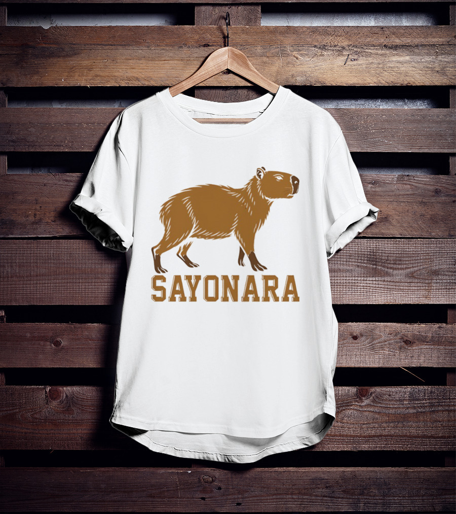 Sayonara Capybara Brown Rodent Farewell T-Shirt