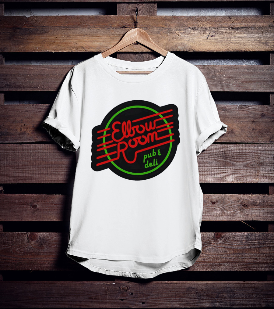 Elbow Room Pub And Deli Neon Sign Red And Green Circle T-Shirt