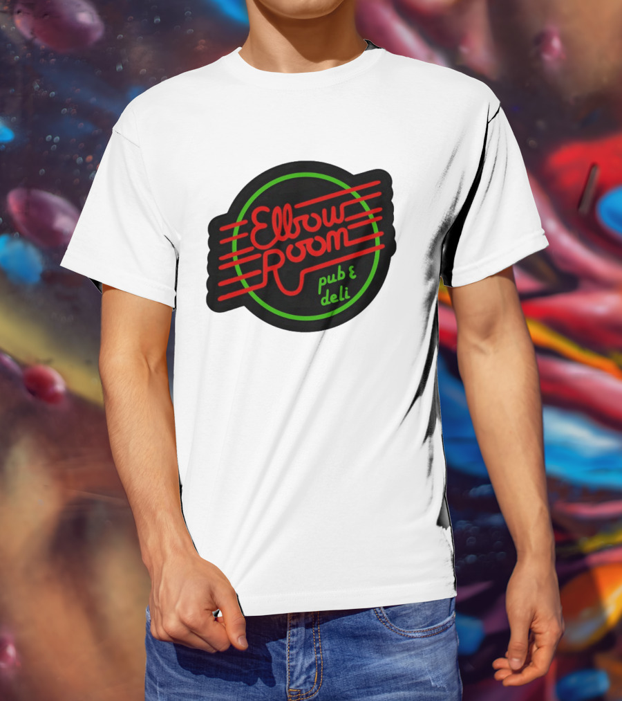 Elbow Room Pub And Deli Neon Sign Red And Green Circle T-Shirt