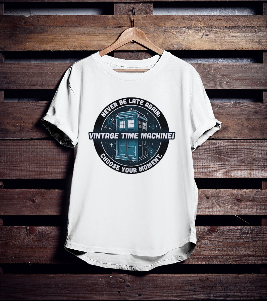 Never Be Late Again Vintage Time Machine Choose Your Moment T-Shirt