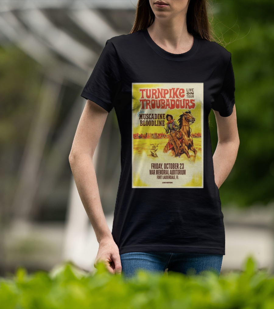 Turnpike Troubadours Live On Tour Featuring Muscadine Bloodline War Memorial Auditorium Fort Lauderdale October 23 T-Shirt