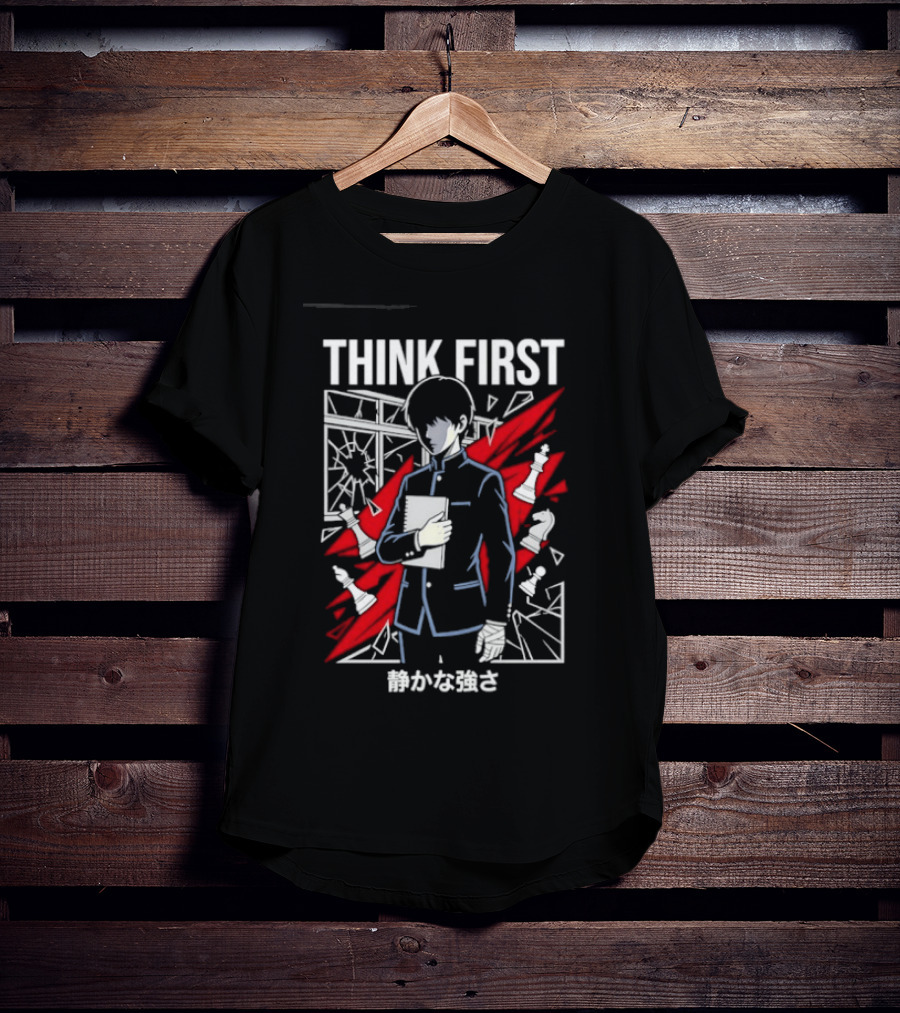 Think First Shizukana Tsuyosa Anime Chess Character With Red And White T-Shirt